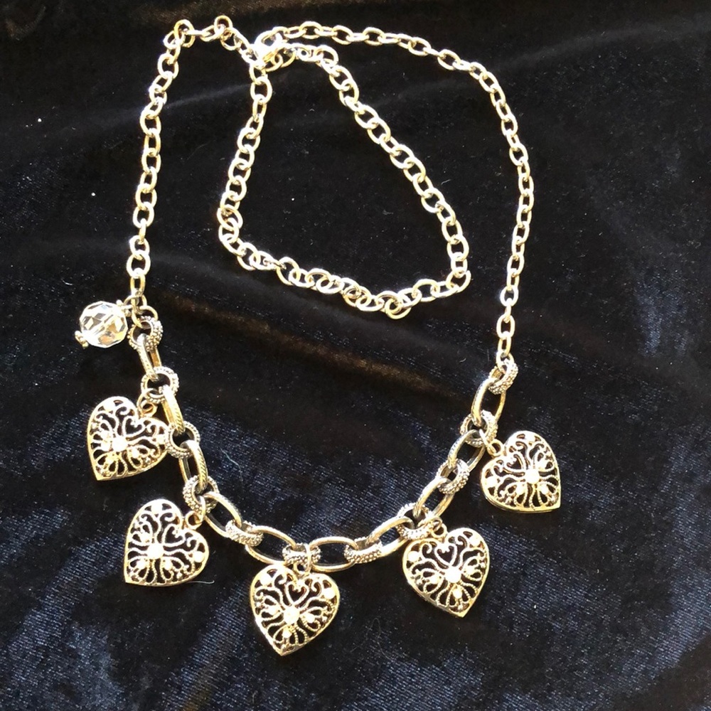 Heart and crystal necklace